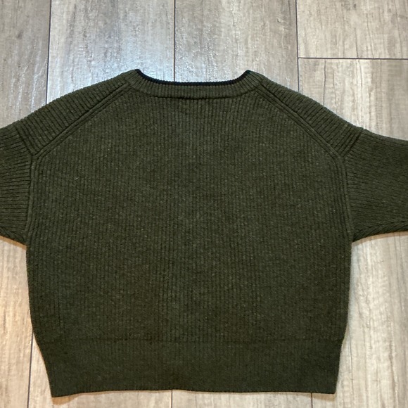 GREY Jason Wu Ribbed Chunky Sleeve Sweater XS Olive Green Alpaca Wool Blend - Picture 12 of 12